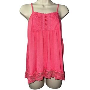 Energie Pink Lace Trim Babydoll Tank Top Juniors Medium Camisole Womens‎ Small